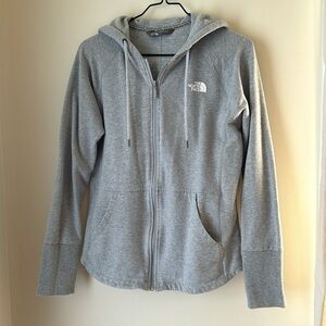 Women’s north face grey zip up jacket with pockets size medium